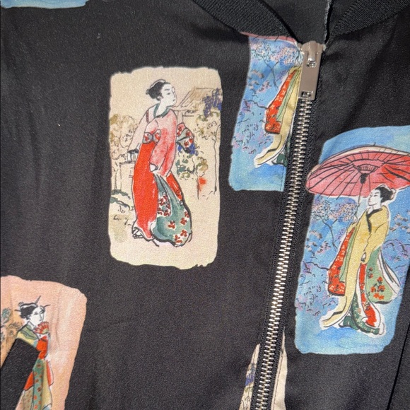 Zara Black Multicolor Patterned Bomber Jacket - Picture 2 of 7